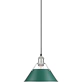 Golden Lighting 3306-M CH Orwell 10" Wide Mini Pendant - Chrome/Pine Green Shades