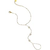 JotCa Hand Chain Bracelet for Women Dainty 18K Gold Plated Cubic Zirconia Rhinestone Chain Ring Bracelet Adjustable Trendy Jewelry