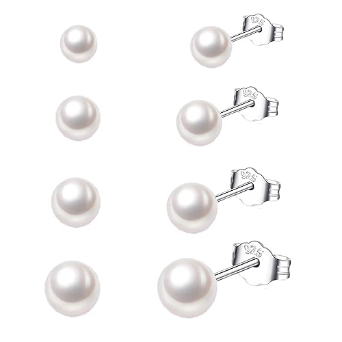 RANKEEF S925 Sterling Silver Stud Earrings Hypoallergenic Cubic Zirconia Stud Earrings Silver Studs Small Silver Studs Earrings for Women