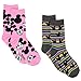Mickey Mouse Womens 2 pack Socks (9-11 (Shoe: 4-10), Crew Pink/Grey)