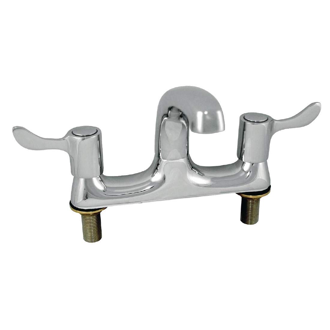 Vogue 13322 Twin Mixer Lever Deck Tap Swivel Spout Sink Faucet With Hot Cold Levers, 223(H) x 212(W) x 195(D)mm
