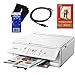Canon PIXMA TS6020 Wireless All-in-One Compact Inkjet Printer with Print, Scan, Copy (White) + Set of Ink Tanks + Photo Paper Sample + USB Printer Cable + HeroFiber Ultra Gentle Cleaning Cloth