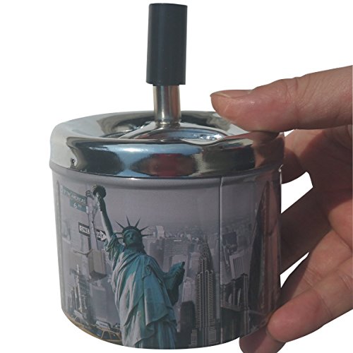 Coralpearl Smokeless Metal Tin Push Down Ashtray for Cigarettes Cigars