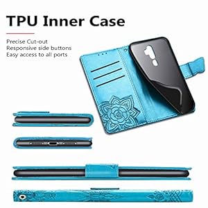 Dedux Portafoglio Custodia per Oppo A9 2020, Cover per Custodia a Farfalla con Fiore di Rosa in Rilievo [Funzione Stand… - immagine 7