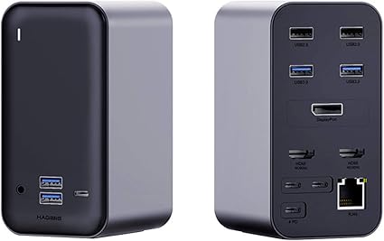 Amazon Hagibis デュアルusb Cドッキングステーション 4k トリプルディスプレイモニター Usb Cハブ 電源不要 Macbook Mac Os Windows 2 Hdmi Dp Usb C 3 0 87w Pd Rj45 Aux 6 Usbポート 4k 60hzディスプレイポート Hagibis Usbハブ 通販
