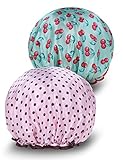 Mesehome Adult Extra Large Shower Cap For Long Hair(2 Pack)-Socialite Stylish Design Mold Resistant Cap For Men Women & Children-Waterproof Bathing Accessories