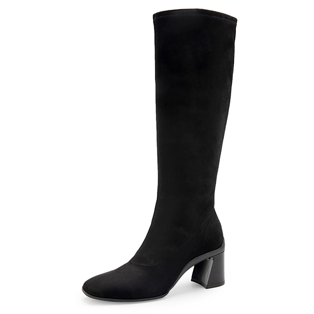 Aerosoles CENTOLA Tall Mid Heel Dress Boot, Black Faux Suede, 6W