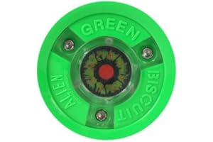 Green Biscuit Alien LED Light Passing Stick Handling Training Hockey Puck, Bright, And Durable Street Hockey Pucks, NHL Official