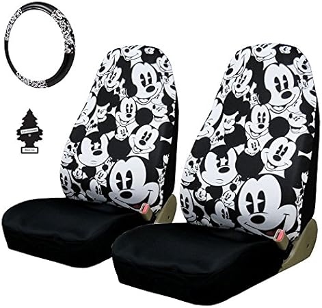 Amazon 新しいデザイン4ピースディズニーミッキーマウス車シートカバーハンドルカバーアクセサリーセットwith Air Freshener シートカバー 車 バイク