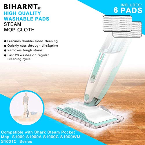 BIHARNT 6 Pack Steam Mop Replacement Pads for Shark Steam Mop S1000