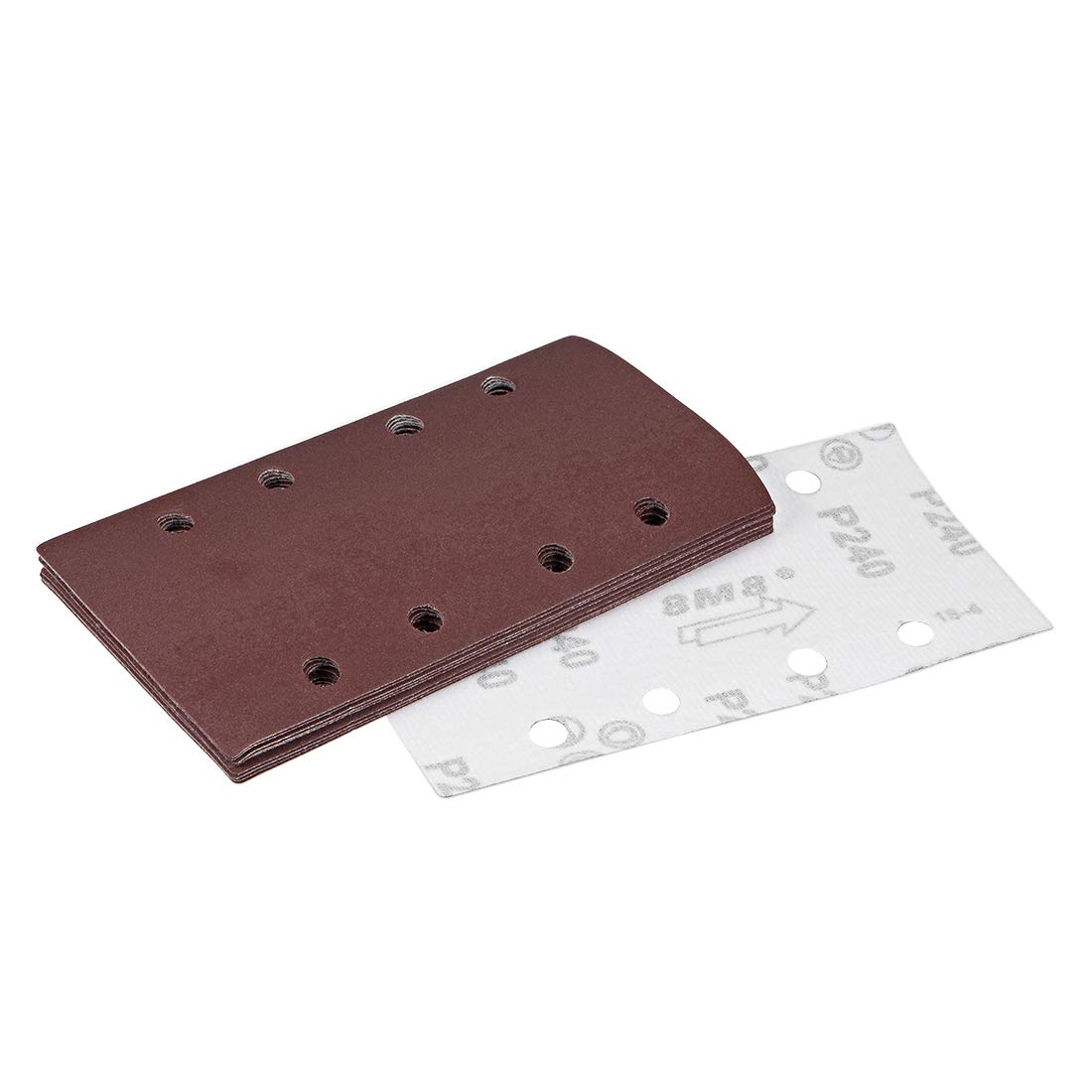 sourcing map 240 Grit 1/3 Sanding Sheet Sander Sandpaper Hook and Loop Pads 8 Hole 10pcs
