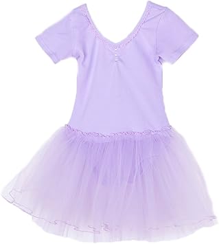 Amazon キッズダンスワンピース フェアリーチュチュ 半袖 バレエレオタード ジュニア キッズ こどもバレエ用品 体操 練習着 レッスン着 発表会 Updateclassic バレエ