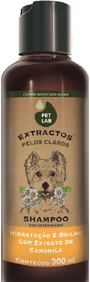 Petlab Extractos, Shampoo para Cães Pelos Claros, Camomila, 300ml Petlab Extractos para Cães