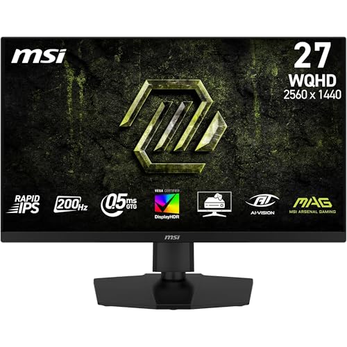 MAG 274QPF E20 Écran gaming 27" WQHD - Dalle Rapid IPS 2560 x 1440, 200 Hz, 0,5 ms, DisplayHDR 400, compatible G-SYNC et AMD FreeSync Premium, AI Vision, HDMI™ 2.0b, DP 1.4a, compatible VESA, noir
