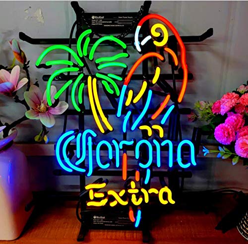 Photo 1 of Extra Parrot Lady Luck Metal Frame Neon Sign 42X32CM Real Glass Neon Sign Light for Beer Bar Pub Garage Room
