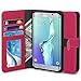 S6 Edge Case, TAURI [Stand Feature] Samsung Galaxy S6 Edge Wallet Leather Case with Stand, ID & Credit Card Pockets Flip Cover (Not fit for Galaxy S6 Edge Plus) - Hot Pink
