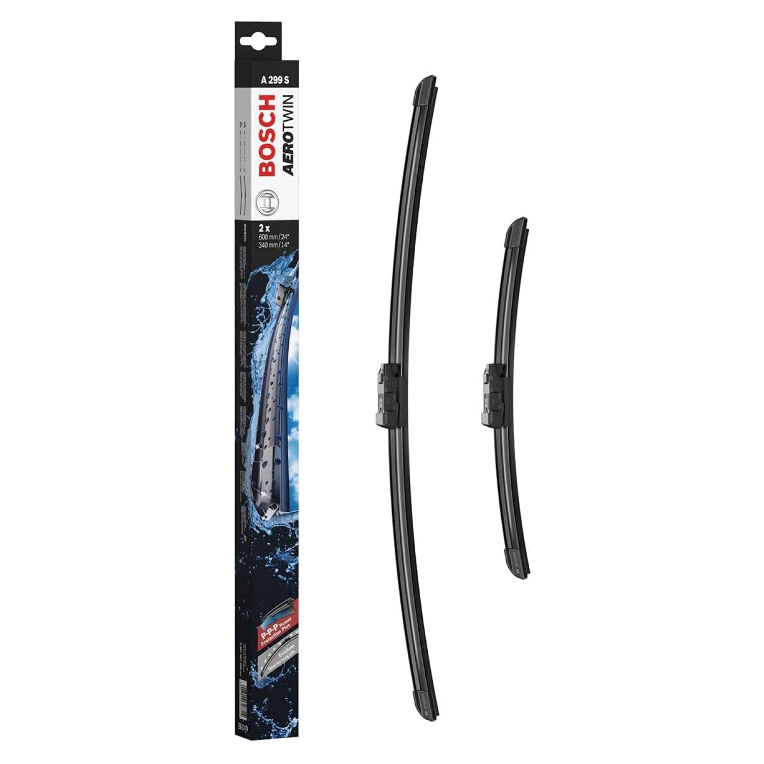 Bosch Wiper Blade Aerotwin A299S, Length: 600mm/340mm – Set of Front Wiper Blades - Only for Left-Hand Drive (EU)