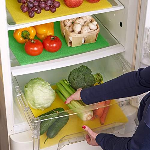 4Set Fruit & Veggie Life Extender 16x12 Inch Foam Fridge Shelf Mat & Refrigerator Drawers