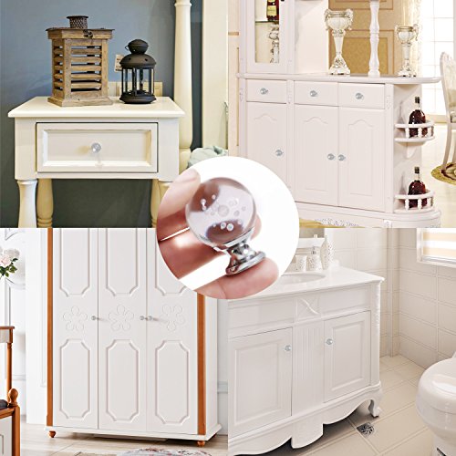 IFOLAINA 10 Pcs Crystal Cabinet Knobs Round Glass Kitchen Cupboard Drawer Dresser Bookcase Pull Handle with 3 Size Screws