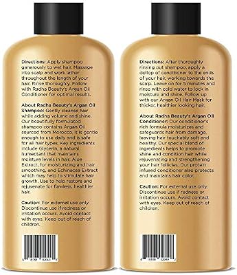 Radha Beauty Argan Oil Shampoo Conditioner Set 16 Fl Oz For