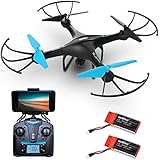 Drone with Camera Live Video - U45W Blue Jay WiFi FPV HD Camera Drone with 2 Batteries Altitude Hold and 1 Key Control RC Drone Quadcopter