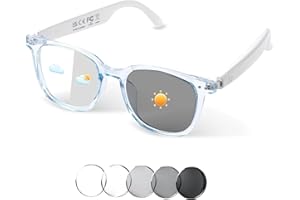 GENXENON Bluetooth Audio Smart Glasses, Blue Light Glasses for Women Men, Remote Shooting, Open Ear Sound Mic &Speakers, Magnetic Charging, Color-Changing & Polarized Lenses, Voice Assistant (GS07-Blue)