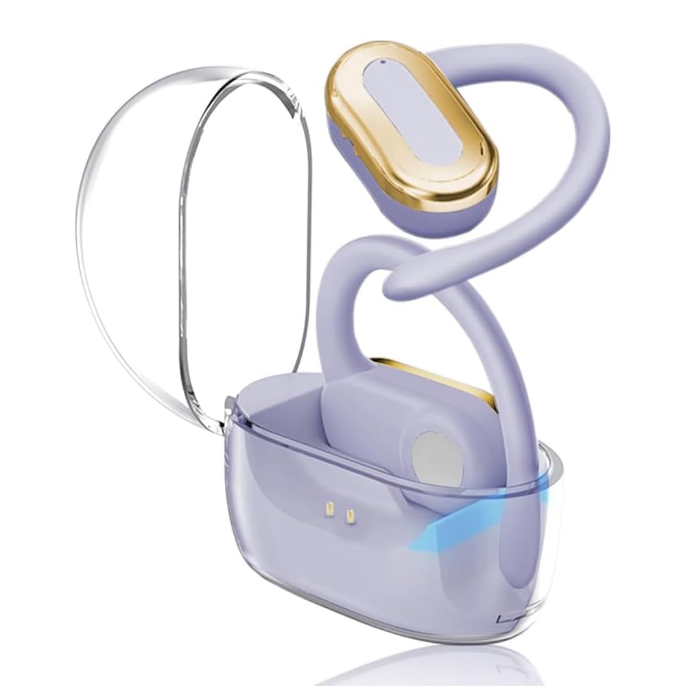 SLuB Open Ear Bluetooth Headset, Bluetooth Wireless Sports Headset, Air Conduction, Bluetooth 5.3, IPX5 Water Resistant, For Running, Fitness and Gaming (Purple)