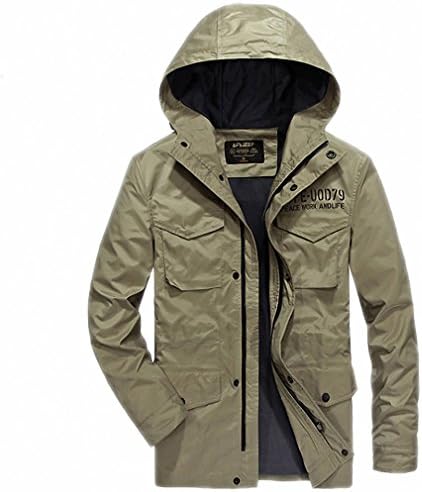 Mens Autumn Jacket Army Military Windbreaker veste homme Casual Hooded Collar Plus Size M-4XL Coat Male Khaki L