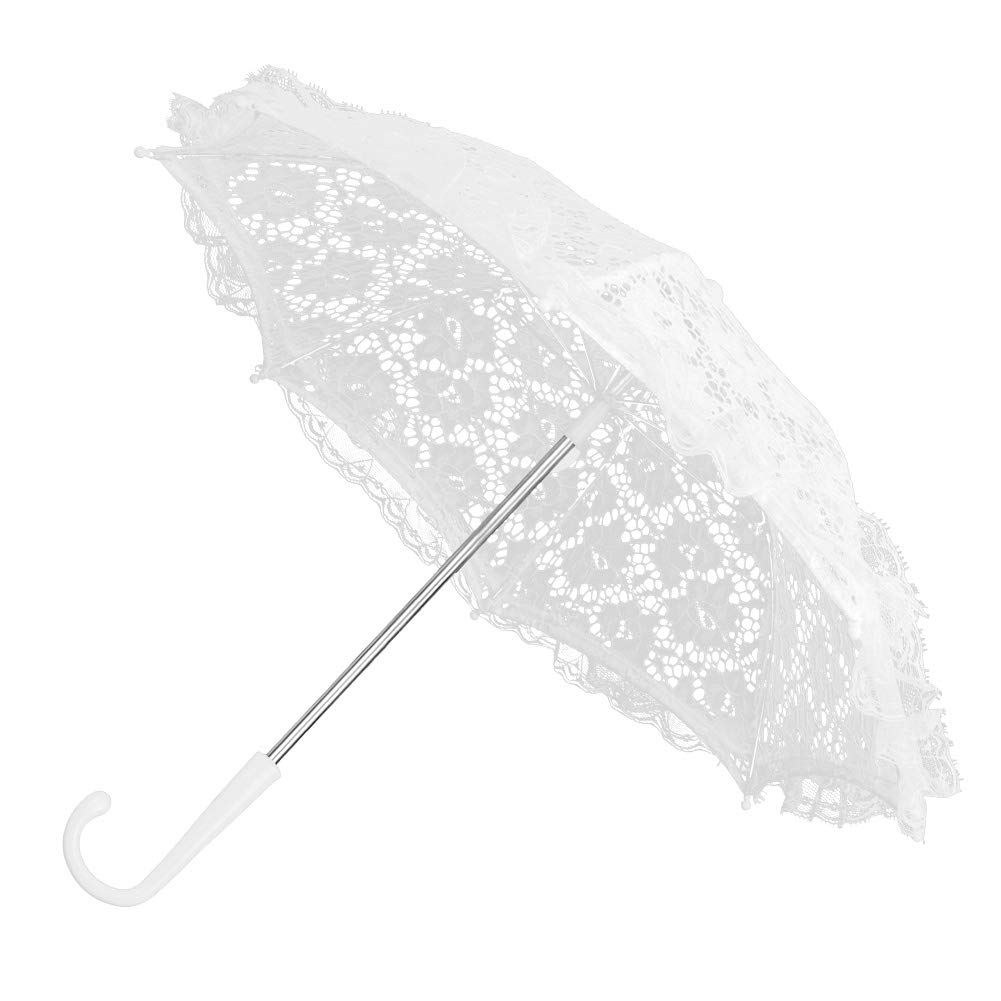 Lace Wedding Umbrella Parasol Lady Bridal Party Decoration Photo Props(51239White)