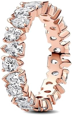 Timeless Anello Eternity placcato in oro rosa 14 k con zirconi cubici trasparenti, 48