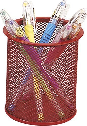 Q-Connect Pencil Holder, Metal Round Red – Measures Diameter 86 cm, Height 105 cm