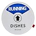 Kichwit Clean Dirty Dishwasher Magnet with The 3rd Option “Running”, Perfect for Quiet Dishwashers, Non-Scratch Strong Magnet Backing, Residue Free Adhesive Included, 3.5” Diameter, Silver