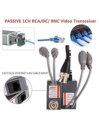 BNC - Cable adaptador de transmisor y transmisor de audio pasivo con terminal RJ45 A través de CAT5 5E 6, par trenzado para HD-CVI-TVI AHD 720P-1080P, 4 pares 8 unidades