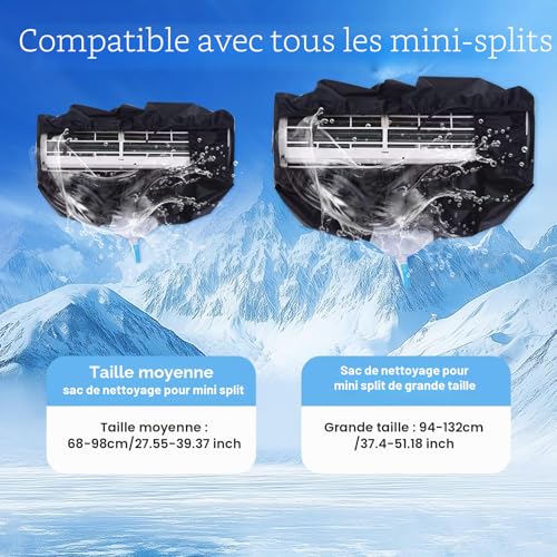 ZSPLIT-MAIR Wall Air Conditioner Cleaning Kit, Split Air Conditioning Cleaning Kit, Air Conditioning Split Cleaning Tarpaulin (15 Pieces, Black, Medium Size: 68-98 cm/27.55-39.37 Inches)