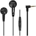 FAAEAL Iris Ancestor in-Ear Earphones, Super Bass 3.5mm Wired Headphones, Earbuds Without/with HD Microphone, Balanced Sound 32ohm Flat Head Earbuds for Smartphones (with Mic, Black)