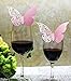 50pcs Butterfly Wedding Party Table Number Name Paper Place Cards Wine Glass Cup Decoration Wall Decals Sticker For Wedding Party Favor [Pink]