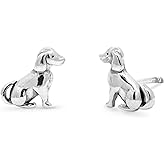 Boma Jewelry Sterling Silver Sitting Dog Puppy Stud Earrings