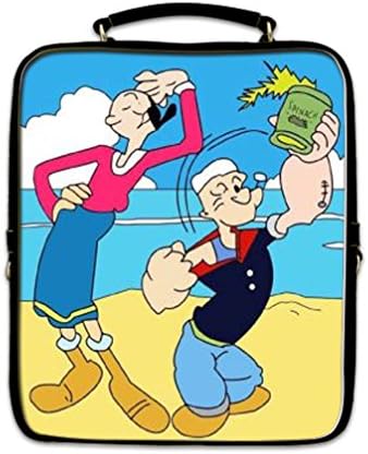 JIUDUIDODO Custom Special Halloween Gifts Popeye with PU Leather Square School Bag Outdoor Bag Backpacks Casual Bags