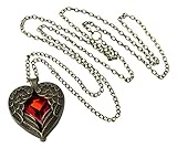 OOOUSE Retro Bronze Chain Red Heart Vintage Palace Pendant Angel Wings