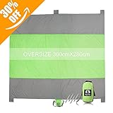 Sand Free Beach Blanket,100% 400T Gird Ripstop Nylon Outdoor Waterproof Picnic Blanket,Oversized 10'X 9' For 7 Adults,Compact,Quick Drying,Lightweight And Durable Design,Includes 4 metal pegs