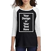Personalized Shirt for Women Raglan Long Sleeve Baseball Your Own Image Text Front/Back Print