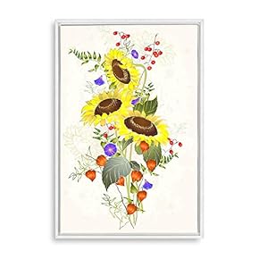 signwin Framed Canvas Wall Art Simple Colorful Flowers...