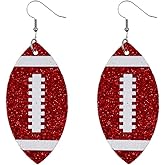 Colorful Layered Football Dangle Earrings Glitter Faux Leather Football Sports Lover Teardrop Earrings for Women Jewelry
