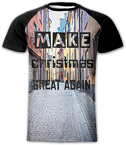 YAHAO SOE Make Christmas Great Again Cultural Avenue Exercise Speed Dry Material Raglan Short Sleeve Cotton Shirt