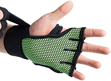 FITONY Cross -Training Professional All-in-one anti-slip strong grip Wrist Wraps for Fitness, WOD, Cycling, Dumbbell, Body building, Weightlifting - Men &amp; Women (Gecko Green, M)