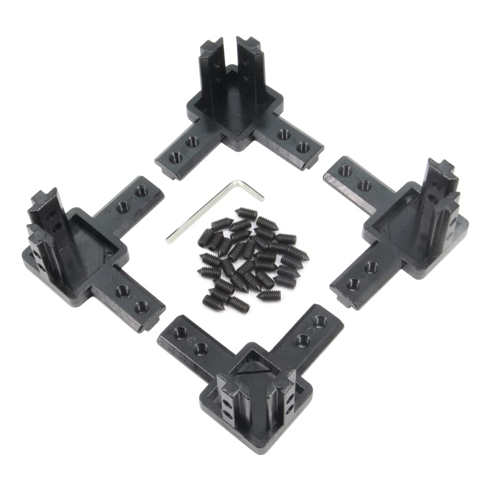 Zeberoxyz 4PCS Black 4040 Series 3-Way End Corner Bracket with M6 Screws for 8mm Slot T-Shape Aluminum Extrusion Profile Accessories (4040 Series 3-Way Corner Bracket-Black)