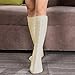 Women Slipper Crew Floor Non Skid Socks House Cable Knit Leg Warmers Knee High Length for Winter Solid Ivory