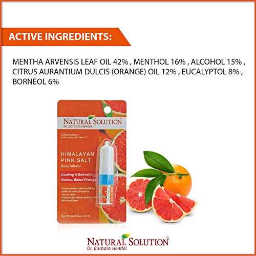 Natural Solution Pink Salt Aromatherapy Nasal Inhaler with Refreshing