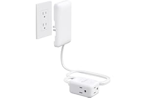Short Flat Extension Cord 1.5ft, ETL Listed, NUTICT Indoor 3 Prong Extension Cord Flat Wall Plug with Outlet Cover, 900J Surg