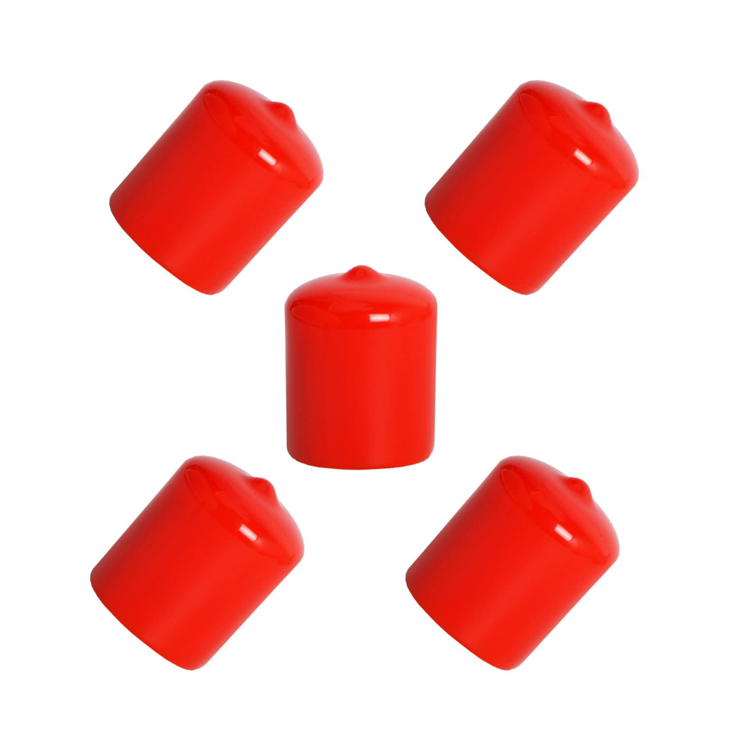 Ohamtes 5PCS ID26mm(1-1/32") red PVC rubber end caps, vinyl flexible end caps, round pipe end caps, bolt thread protector safety caps
